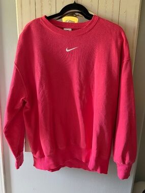 Nike Pink Mini Swoosh Crewneck Sweatshirt Oversized Pullover
